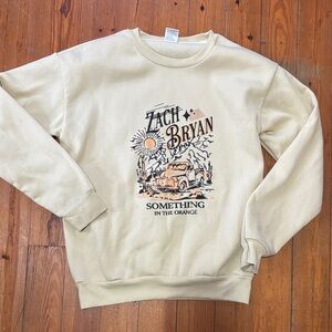 Cream Graphic Crewneck Sweater - Zach Bryan